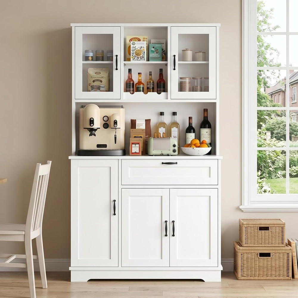 Vongrasig Kitchen Pantry Cabinet, Large Kitchen Hutch Formhouse Storage Cabin...