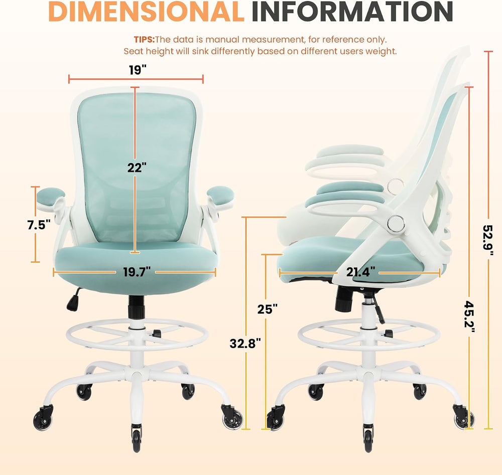 HYLONE Drafting Chair Tall Office, Ergonomic Standing Desk Stool Adjustable D...