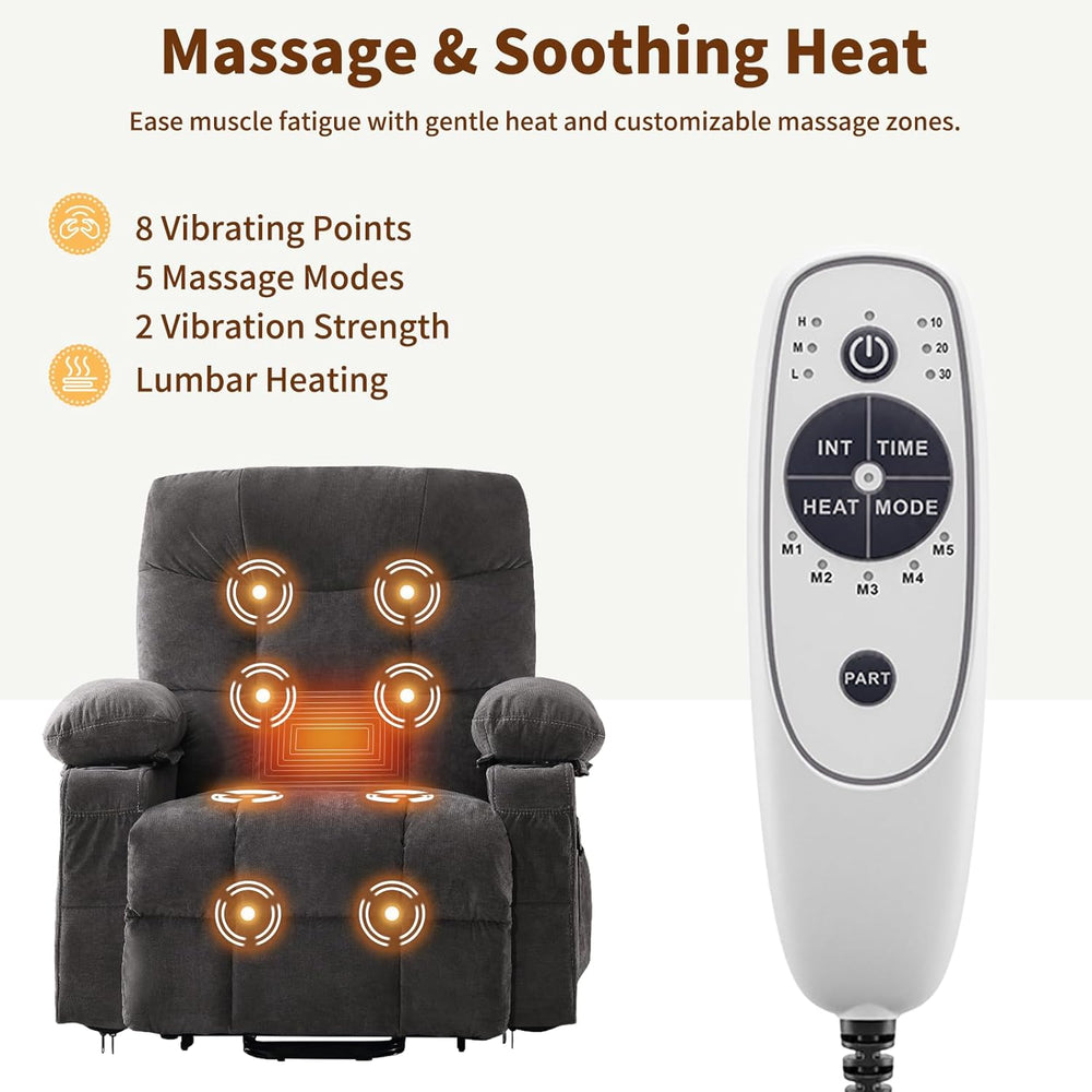 Power Lift Recliner Chair for Elderly with Massage and Heat, Comfortable Elec...
