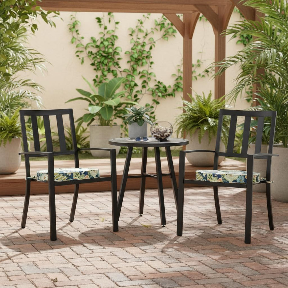 Set of 2 Outdoor 18 inch Round Patio Dining Chair Pads – Comfortable Fiber-Fi...