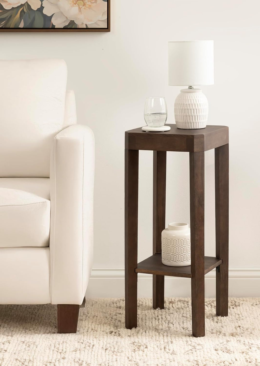 Kate and Laurel Talcott Modern Square Wood Drink Table, 12 x 12 x 28, Dark Br...