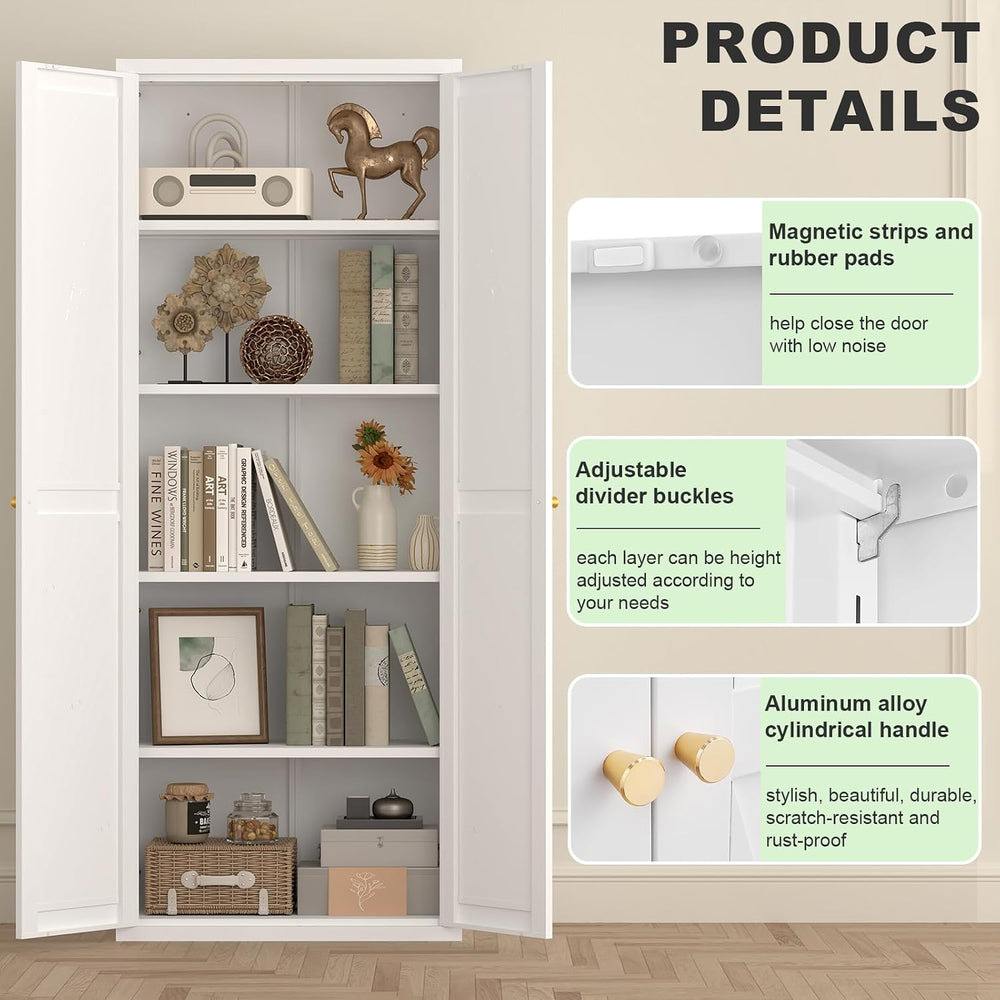 71" Tall Kitchen Pantry Storage Cabinet, Kitchen Storage Cabinet with Do...