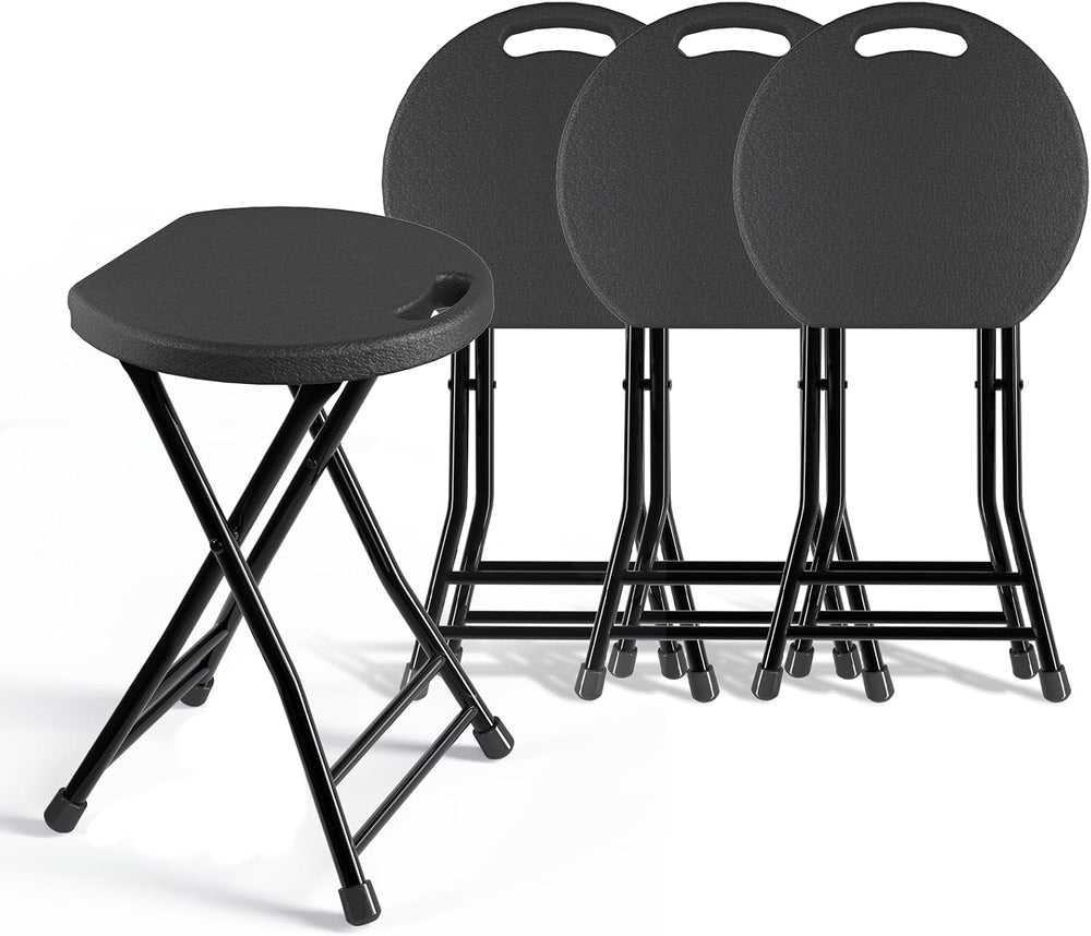 Folding Stool, 18 Inch Foldable Stool with Handle & Steel Frame, Pack of ...