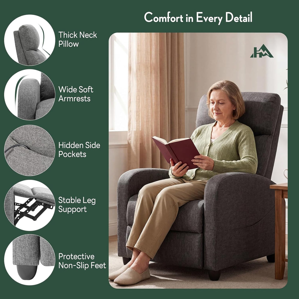 Massage Recliner Chair, Recliner Sofa Fabric for Adults, Recliners Home Theat...