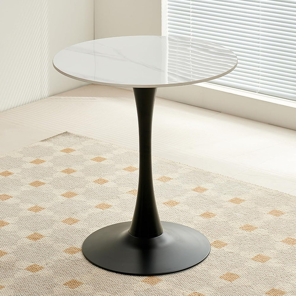Round Metal Side Table - Modern Slate Coffee Table, Decorative Accent End Tab...