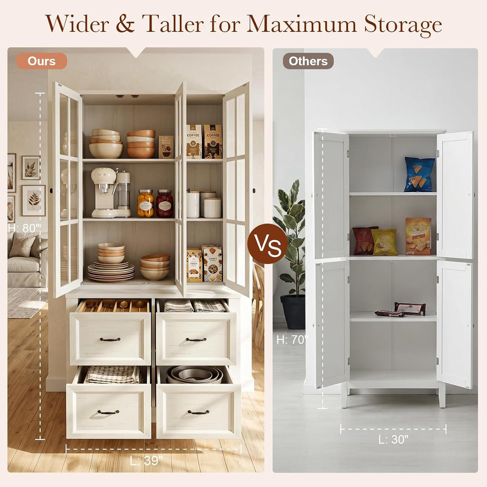 80" Modular Kitchen Pantry Cabinet, 2-in-1 Freestanding Tall Pantry Cabi...