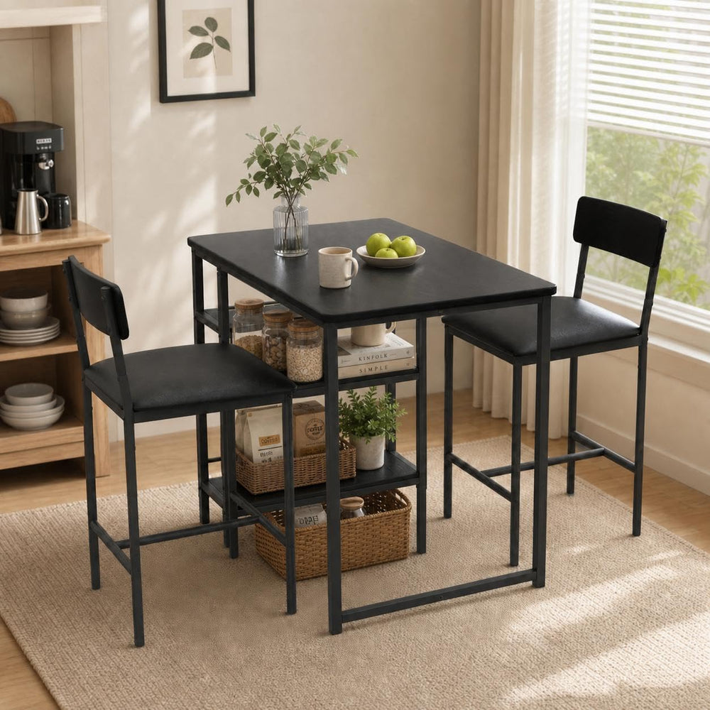 GarveeLife Farmhouse Counter Height Kitchen Table with 2 Bar Stools