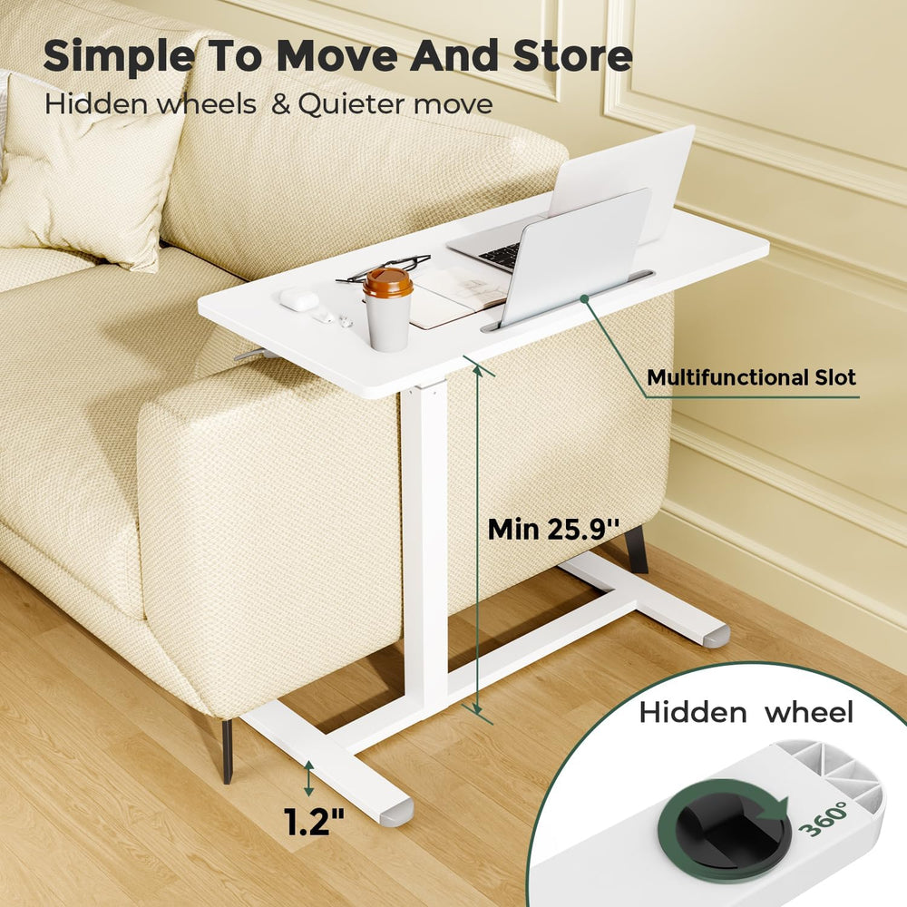Gibbon Mounts 32” Rolling Mobile Standing Desk, Bedside Table with Wheels