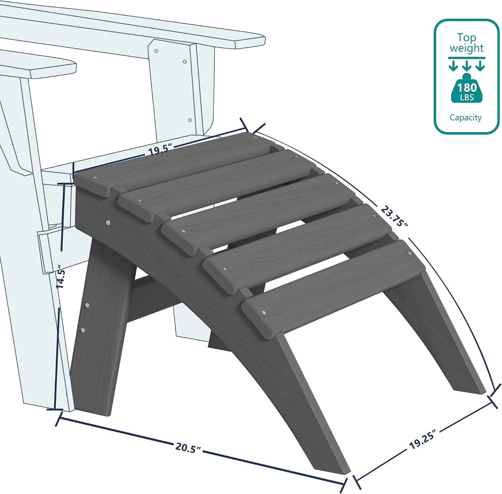 Plawdlik Folding Ottoman for Adirondack Chair–HDPE All-Weather Footrest for O...
