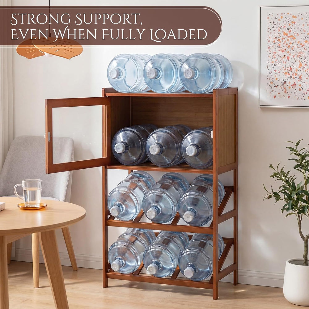 Leinuosen Bamboo Wine Rack Bar Cabinet 36'' Freestanding Wine Rack | ...