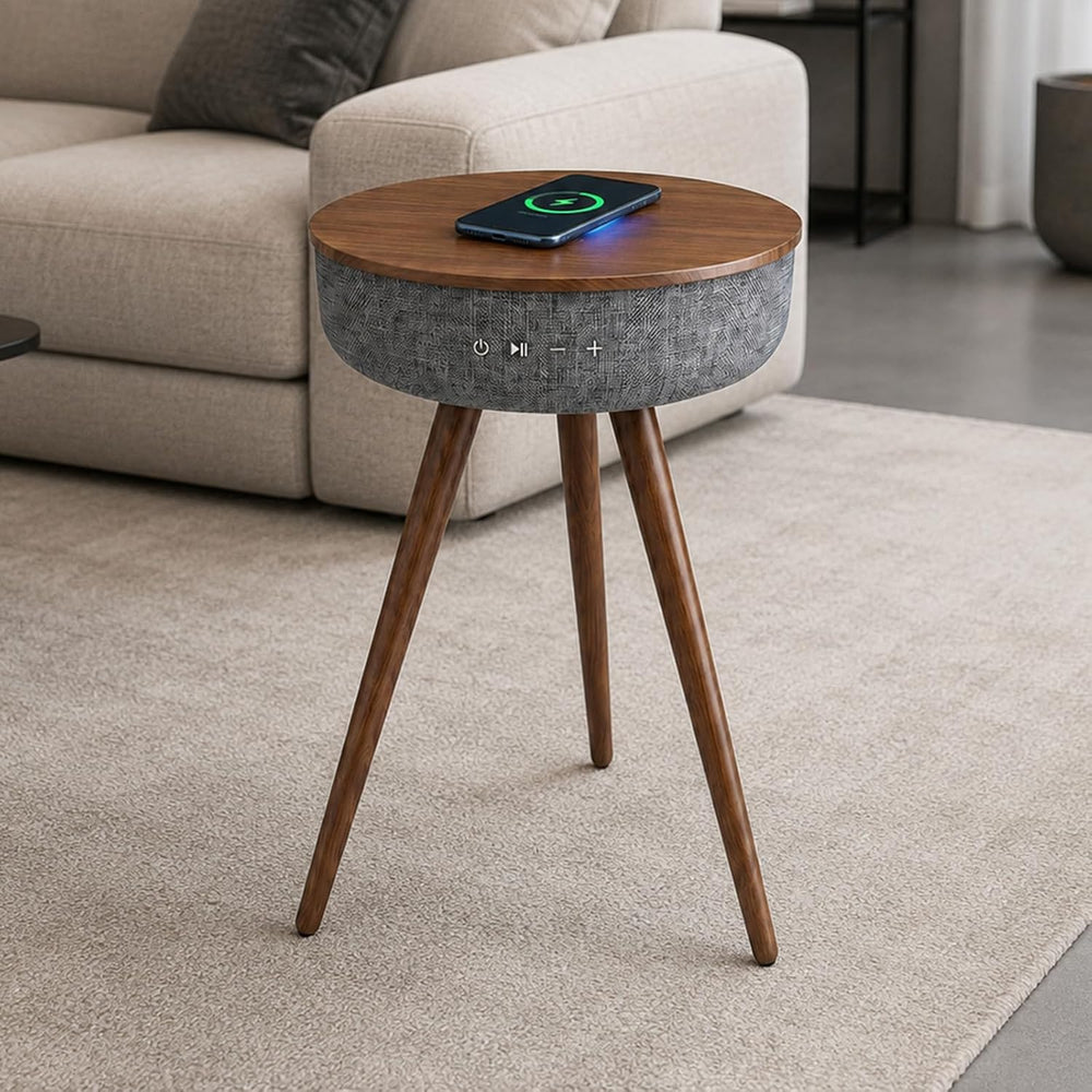Smart Side Table with Wireless Charger, Modern Smart End Table with Speaker, ...
