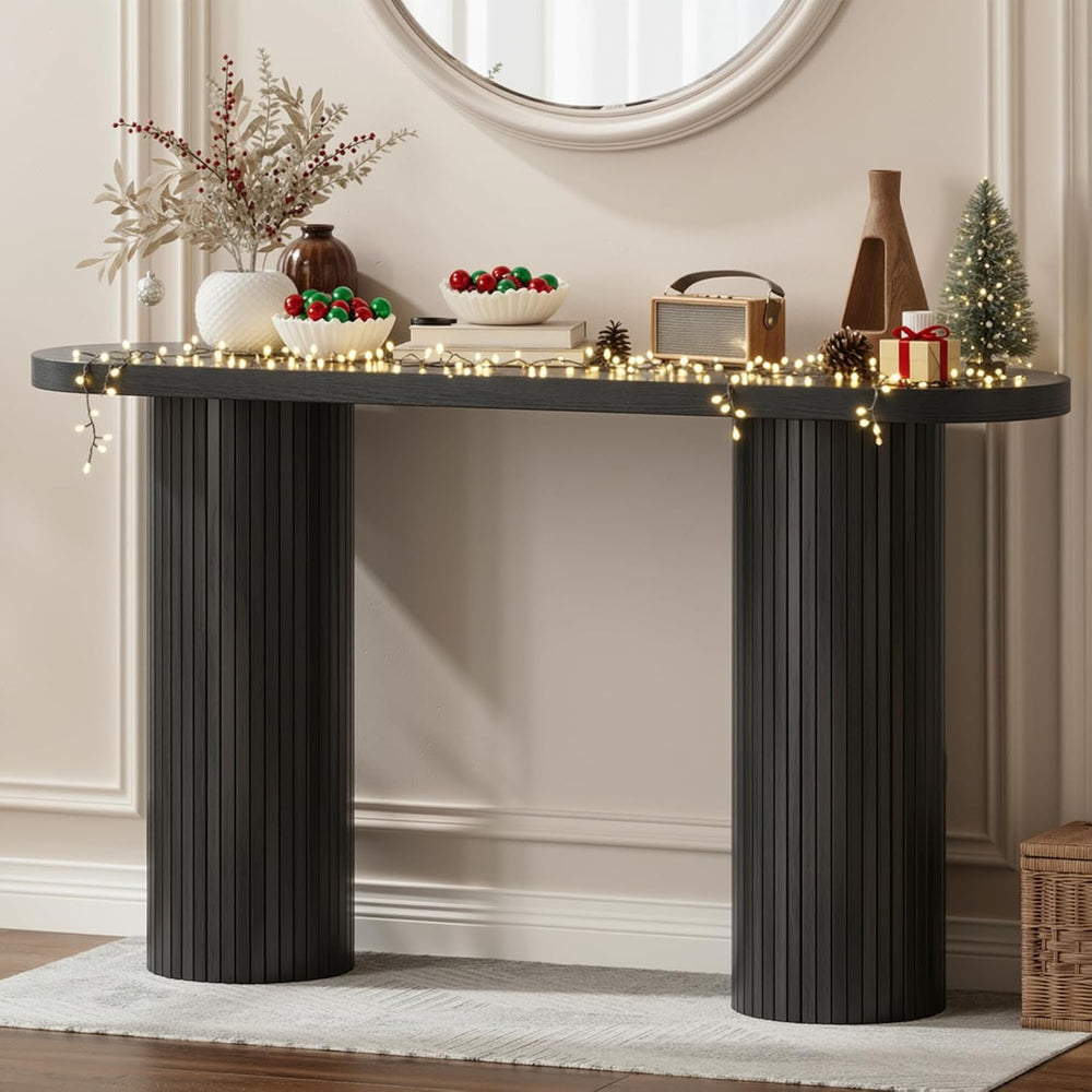 ONBRILL 55 Inch Fluted Entryway Table, Sofa Table Behind The Couch, Long Cons...