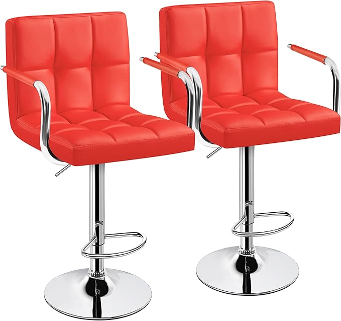 Yaheetech Bar Stools Set of 2, PU Leather Adjustable Swivel Barstools, Hydrau...