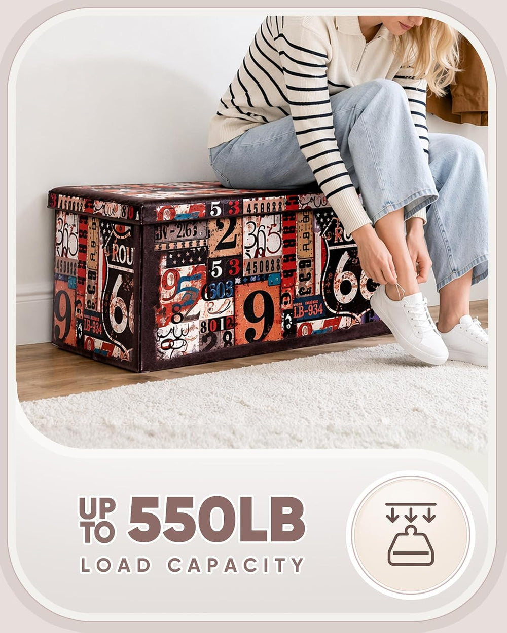 B FSOBEIIALEO Folding Storage Ottoman Bench, 30" Ottoman with Storage | ...