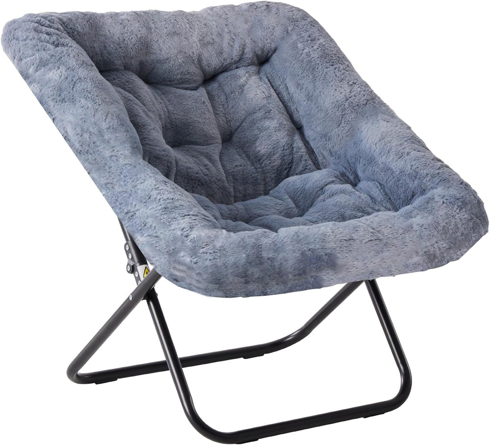 DUMOS Faux Fur Saucer Chair for Adults, Living Room Folding Lounge Chair | Co...