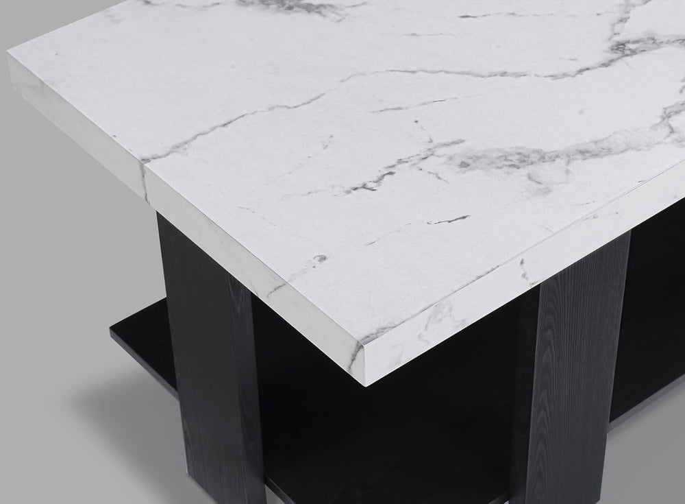 3-Piece Cocktail Set Faux Marble Coffee Table Black/White | Faux marble-look ...