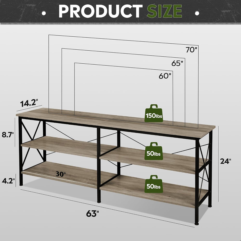 WLIVE TV Stand up to 70 Inch TV, 63" Entertainment Center, Greige