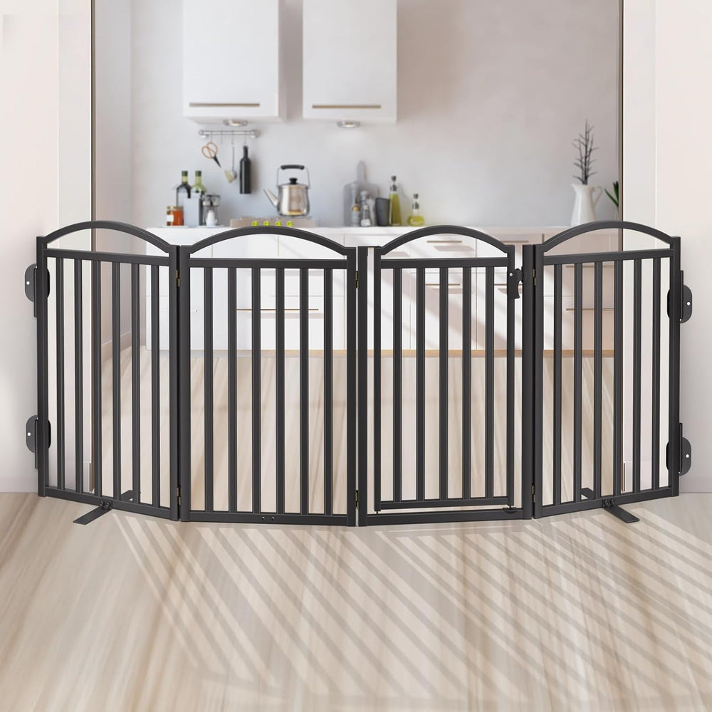 Malier Metal Freestanding Dog Gates, Outdoor Indoor Dog Fences, Extra Wide Fo...