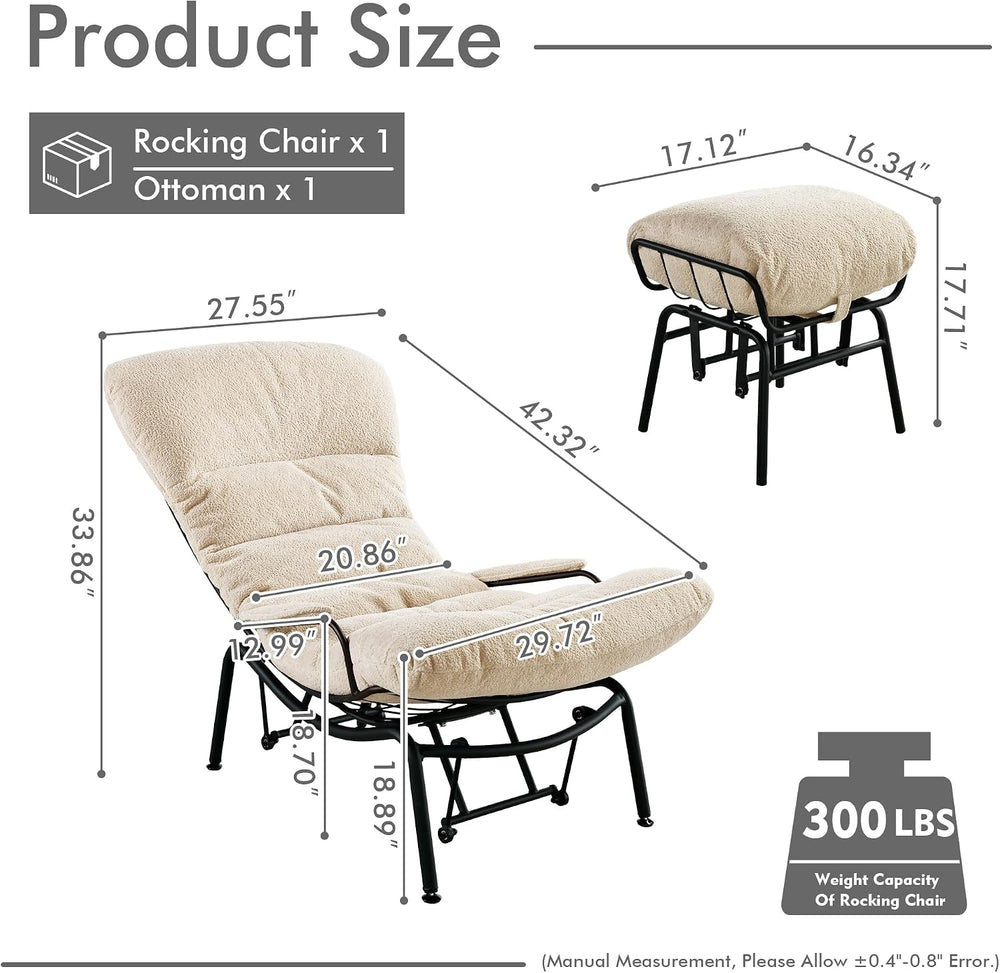 HOOOWOOO Cozy Rocking Chair,Chaise Lounge Chair Indoor,Accent Chair with Otto...