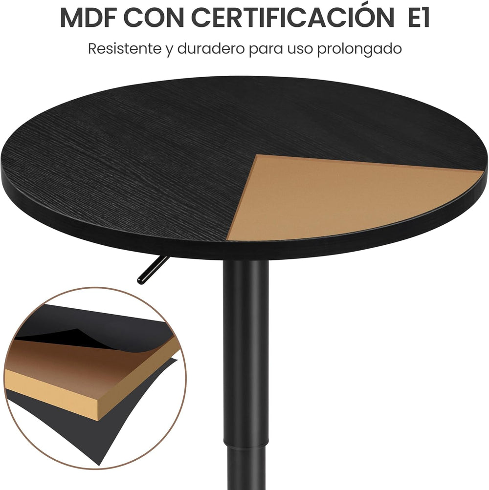 Yaheetech 3-Piece Bar Table and Stools, PU Leather Full Black | Round Pub Tab...
