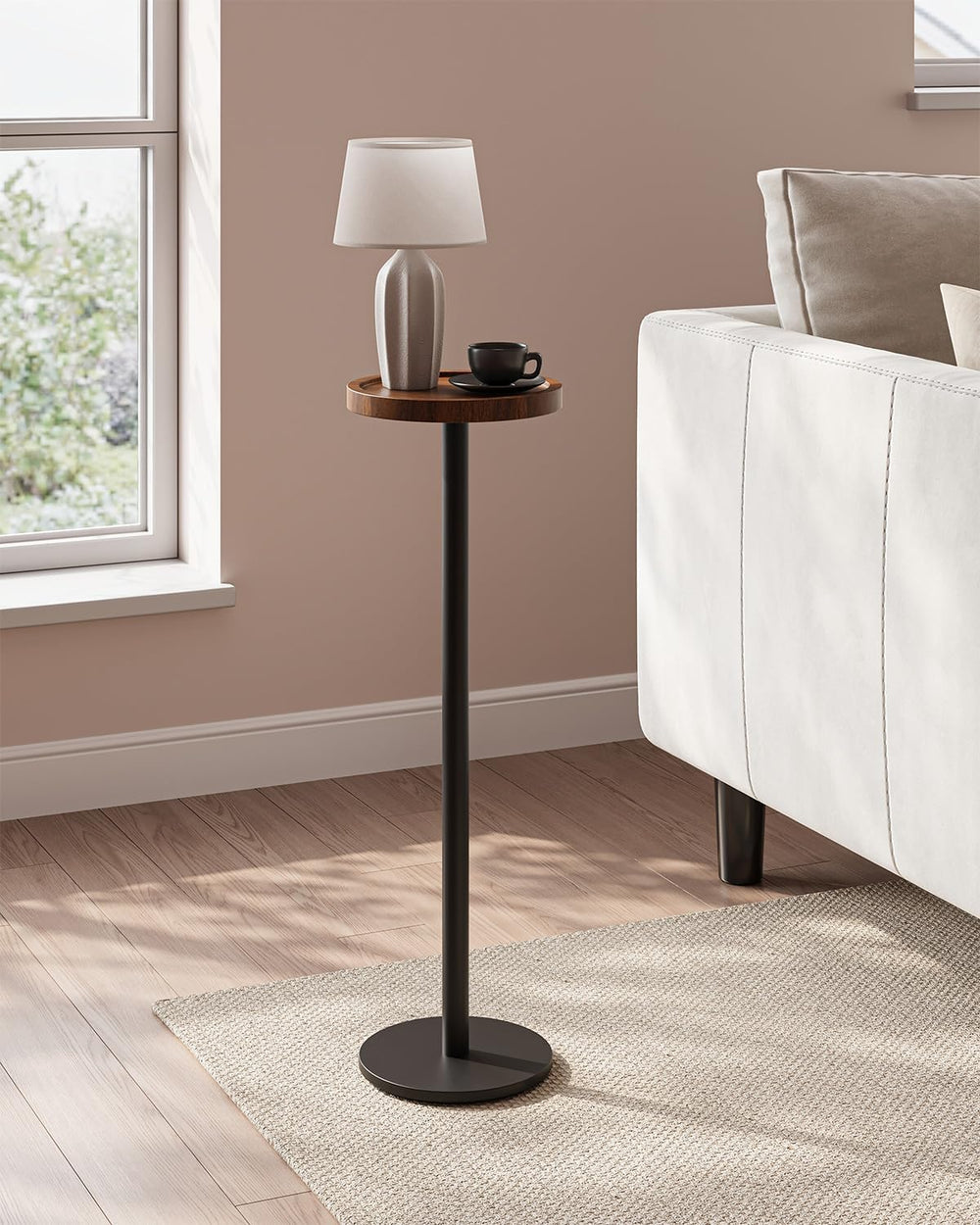 KJGKK Drink Table, Small Pedestal Side Table, Round Cocktail Table, Circle En...