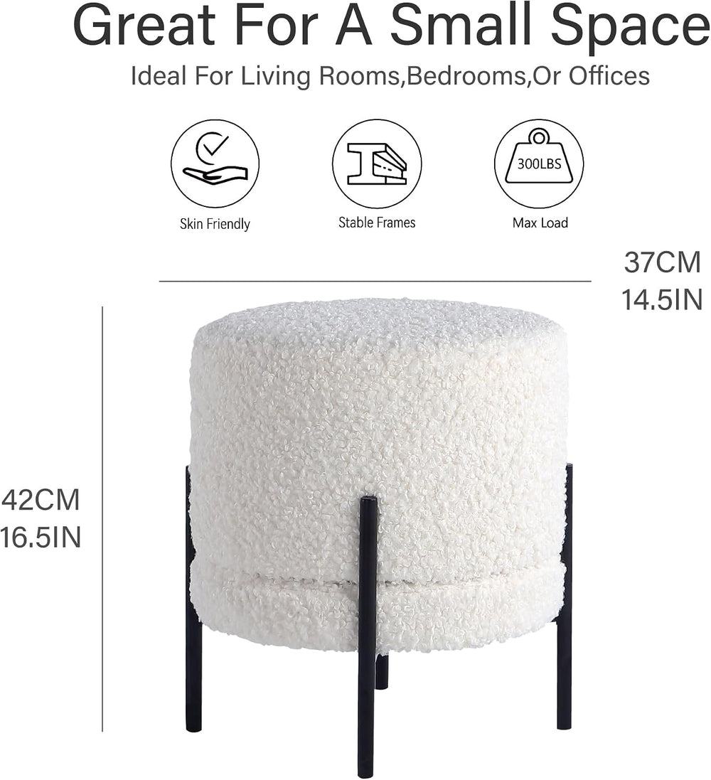 Get Set Style Multifunctional Ottoman with Side Table, Soft Round Footrest St...