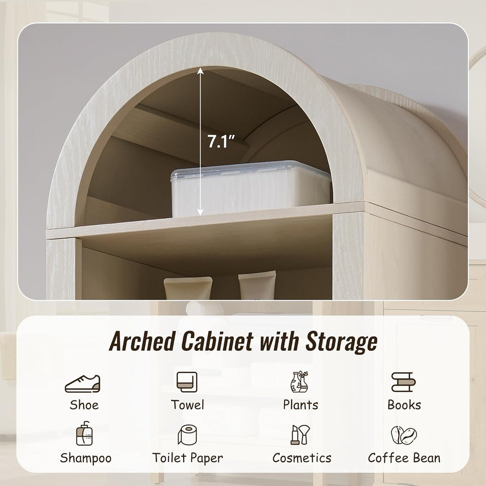IFBUY 71" Tall Arched Bathroom Storage Cabinet, 8-Tier Modern Farmhouse ...