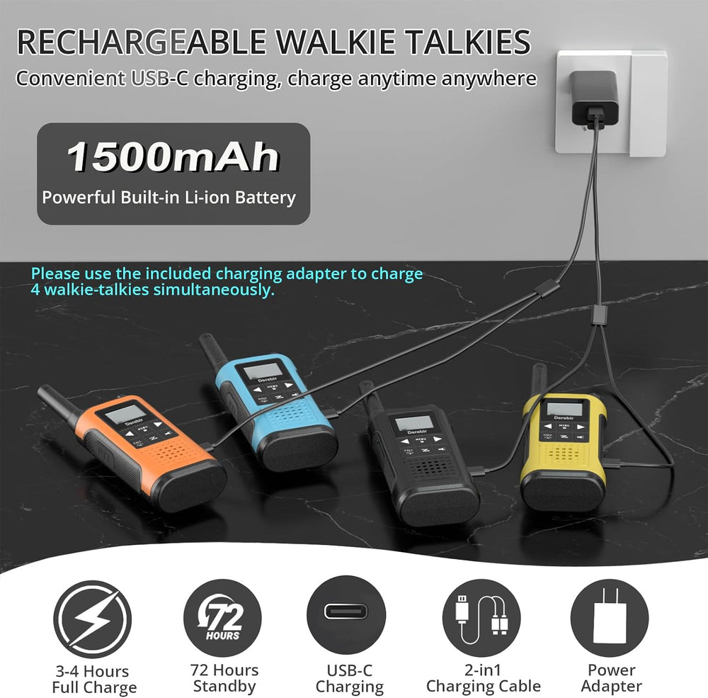 Rechargeable Walkie Talkies for Adults Long Range-4 Pack