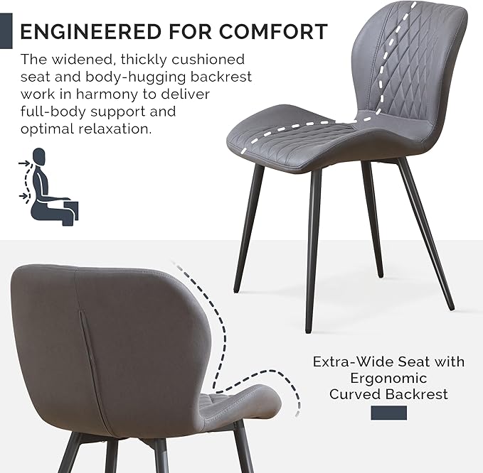 Dining Chairs Set of 6, Comfy Modern Dining Chairs with Thick Cushions, Uphol...