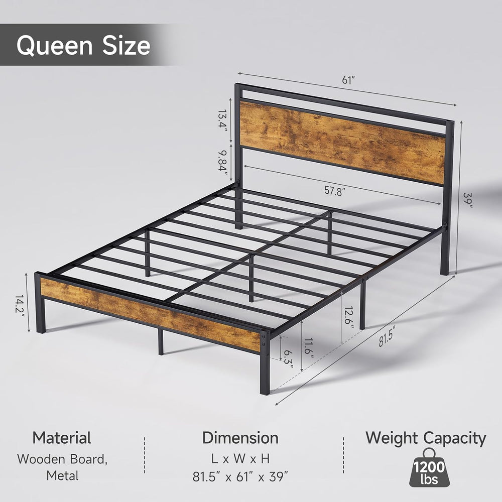 Z-hom Easy Assembly Queen Bed Frame & Headboard Footboard,Underbed Storage