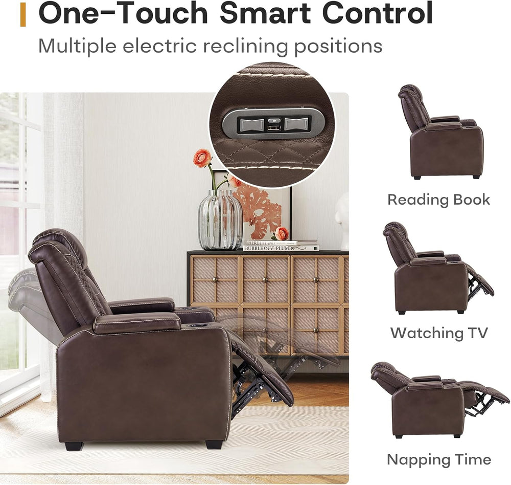 ANJ Power Home Theater Seating, PU Leather Electric Recliner Chair with Adjus...