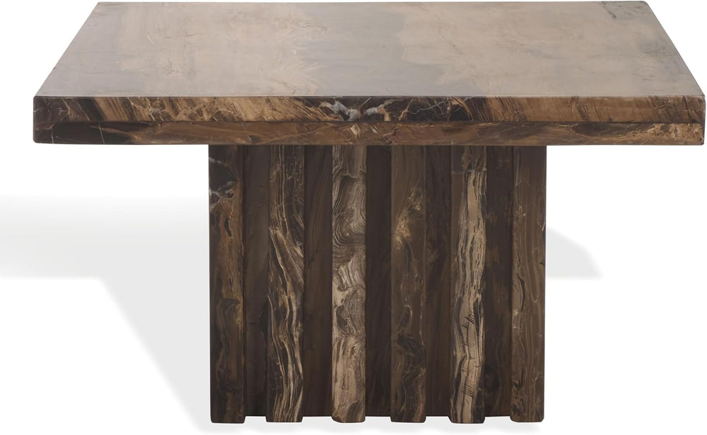 SAFAVIEH Couture Collection - Olivia Brown Marble Accent Table, Square Pedest...