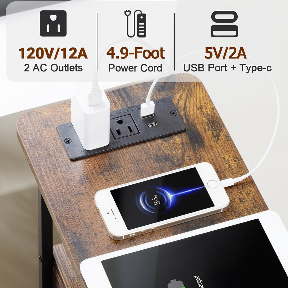 LOAKEKEL Narrow End Table Living Room with Charging Station