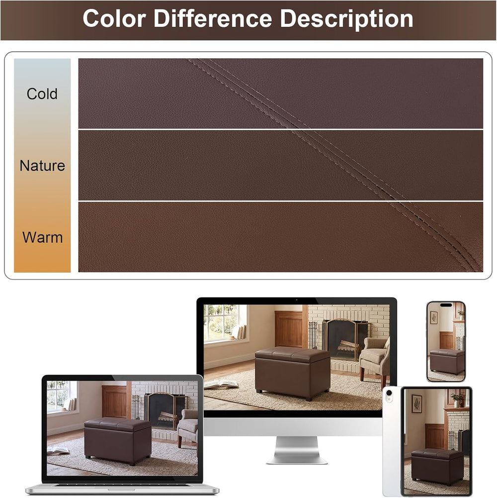 Joveco 24" Leather Storage Ottoman Bench, Rectangle Foot Rest Stool for ...