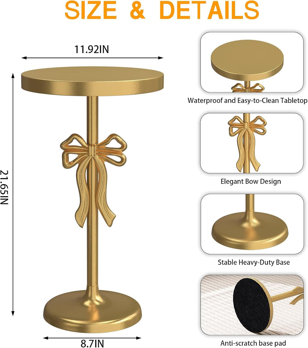 Gold Drink Table, Metal Martini Side Table - 11.9" x21.7'', Gold...