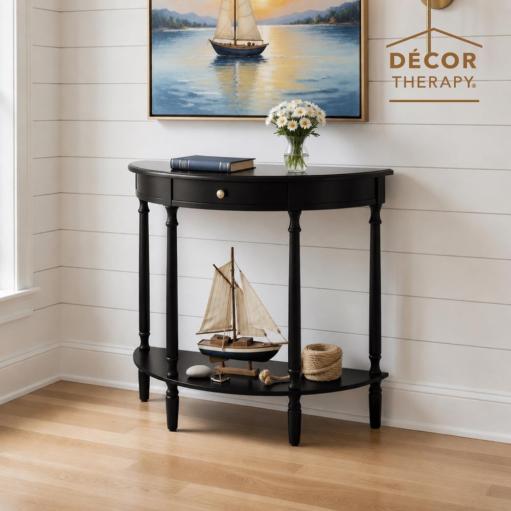 Decor Therapy Truro Half Round Console Table, Traditional Entryway Table with...