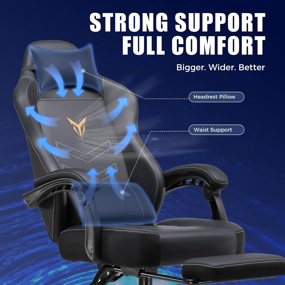 GTPLAYER Gaming Chair with Footrest, Recliner Chair with Headrest & Lumba...