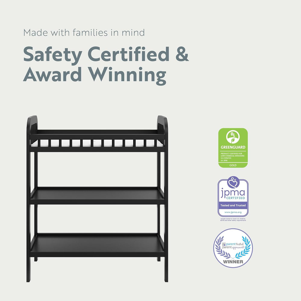 Storkcraft Pasadena Changing Table with Water-Resistant Changing Pad, Black