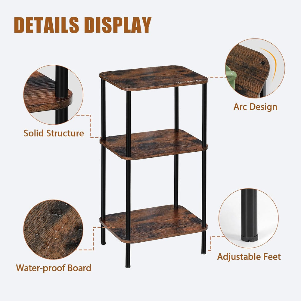 30 Inch Tall End Table with 3-Tier Storage, Slim Narrow Nightstand for Living...