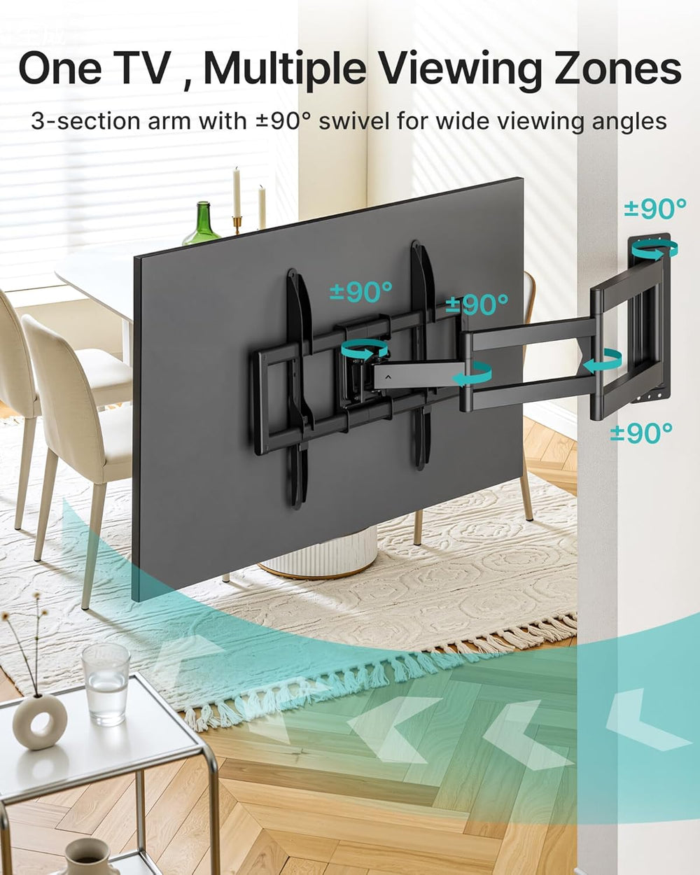Pegzone Long Arm TV Wall Mount for 37-86 Inch TVs, 38 Inch Extra Long Extensi...