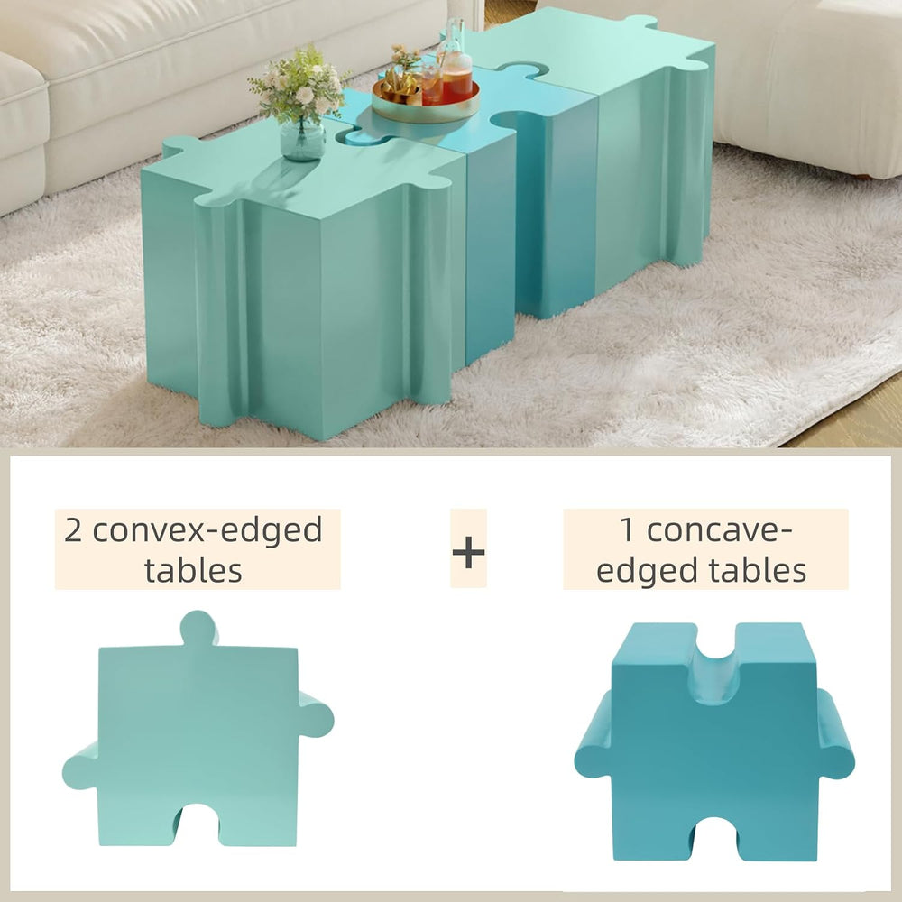 Merax 3 Piece Puzzle-Like Side Accent Table Set, Modular Accent Tables with I...