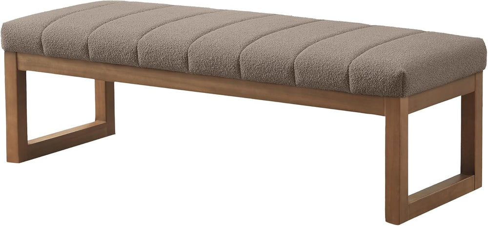 Zihanhome 52.7" Bedroom Bench for End of Bed, Modern Upholstered Teddy F...