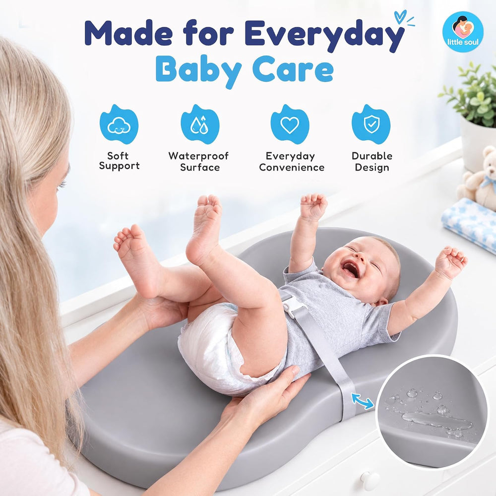 LittleSoul EVA Diaper Changing Pad with 2 Washable Waterproof Covers, Wipe-Cl...