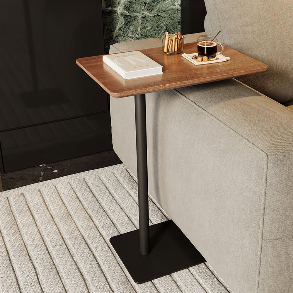 C Shaped End Table, Solid Wood Side Table, 26 Inch High Sofa Tables for Couch...