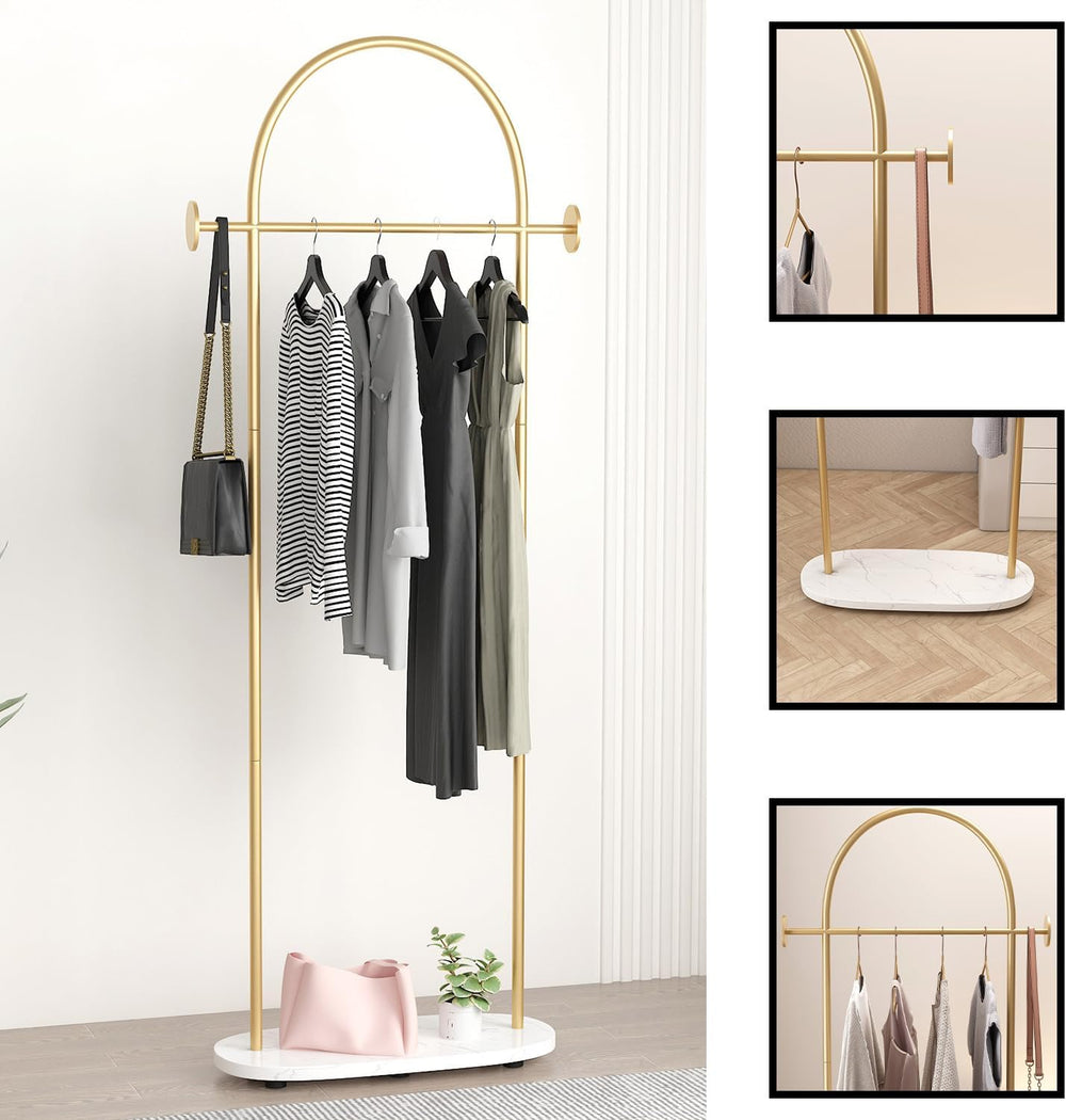 Gold Clothing Rack, Modern Clothes Rack with Shelf, Heavy Duty Freestanding C...