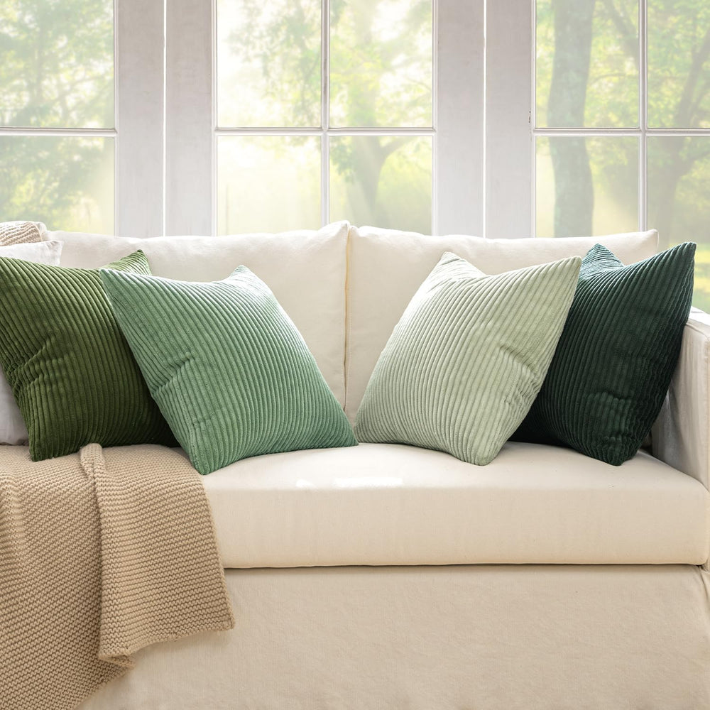 MIULEE Soft Corduroy Decorative Throw Pillow Covers Forest Green 24x24