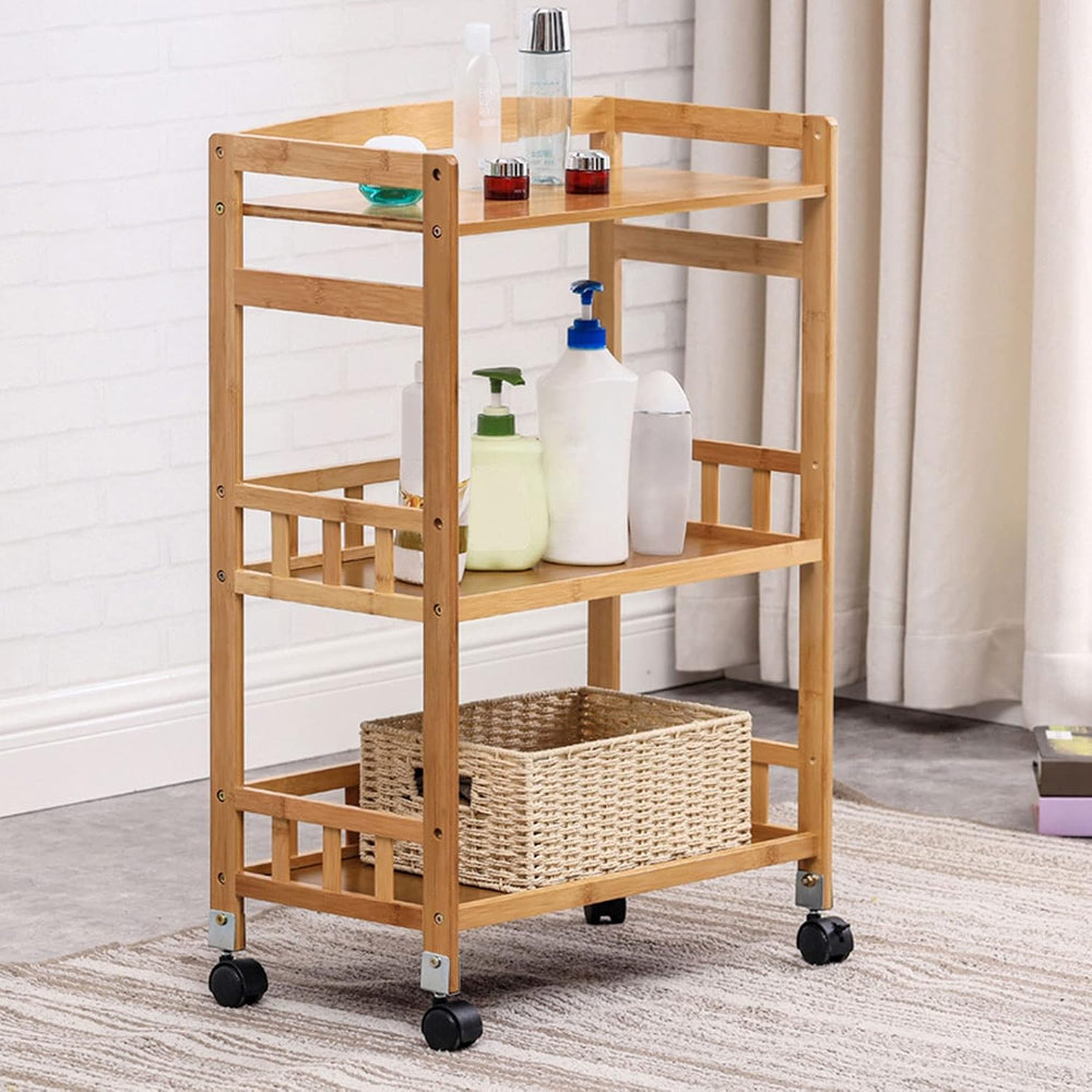 Kitchen Carts on Wheels with Storage, Rolling Storage Cart with Handles, Lock...