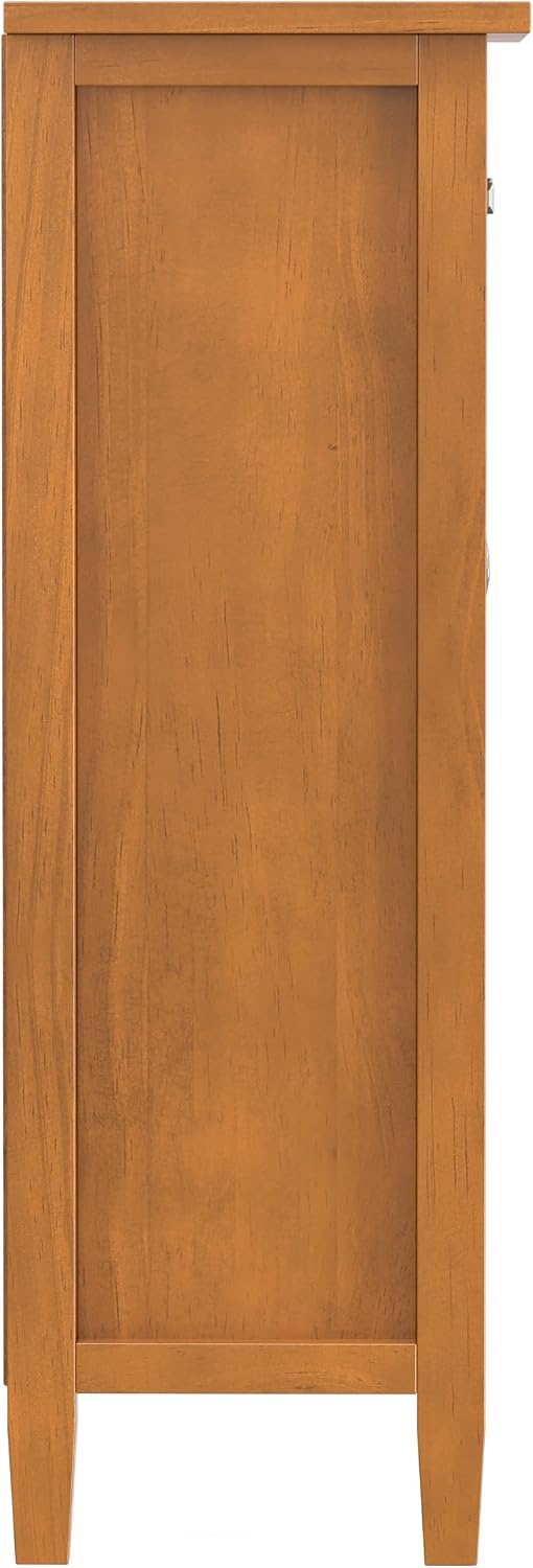 SIMPLIHOME Warm Shaker 36" Solid Wood Cabinet in Light Golden Brown