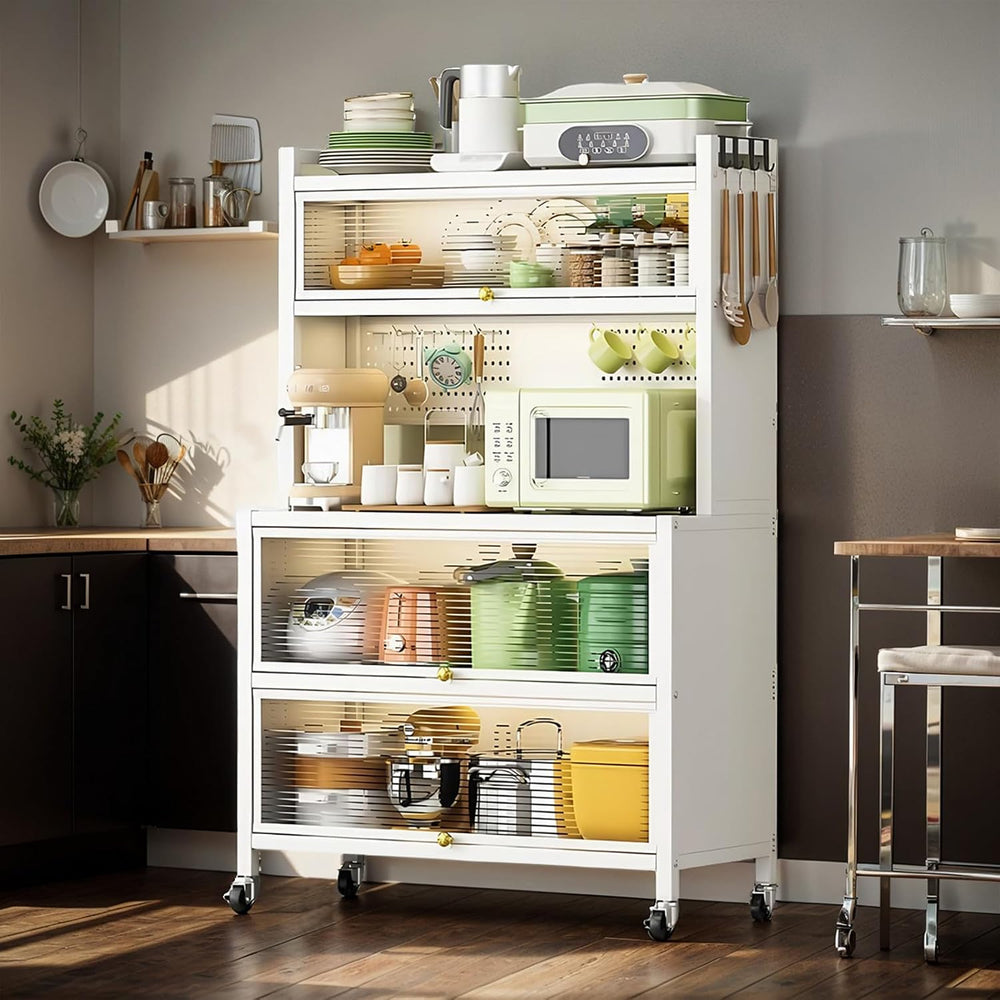 Kitchen Pantry Storage Cabinet with Shelf, Multi-Layer Metal Pantry Cabinet o...