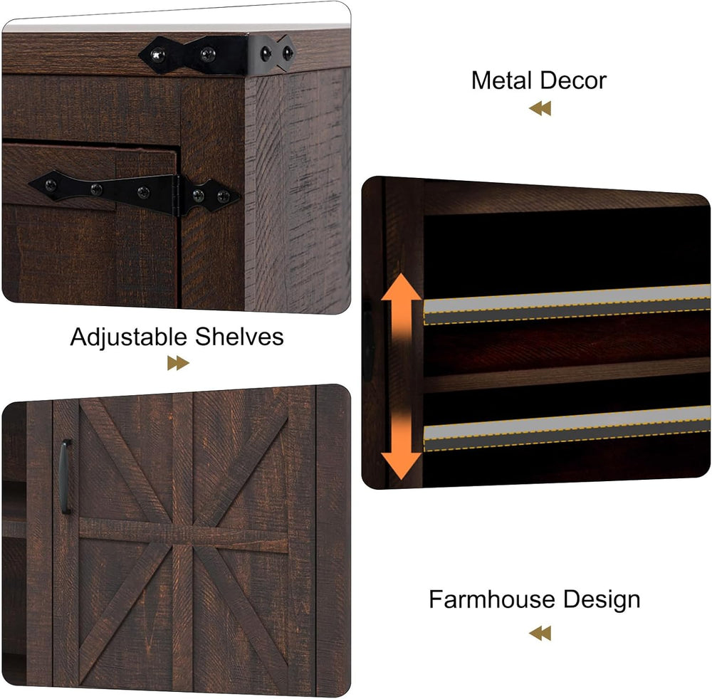 XVD 75" Farmhouse Coffee Bar Cabinet with Charging Station, Sideboard Bu...